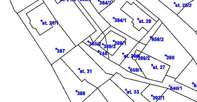 Parcela st. 748 v KÚ Kamenný Přívoz, Katastrální mapa
