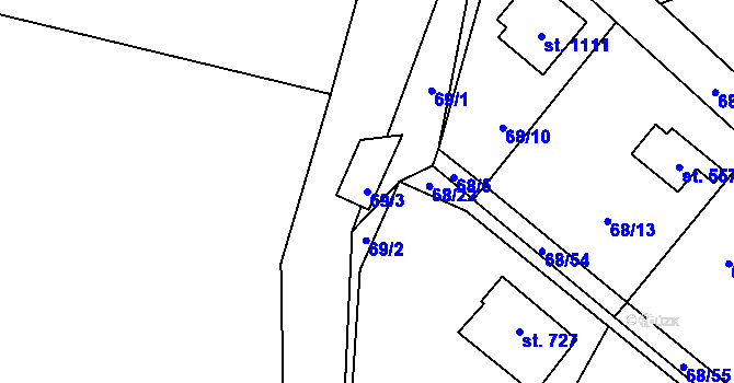 Parcela st. 69/3 v KÚ Kamenný Přívoz, Katastrální mapa