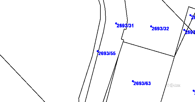 Parcela st. 2693/55 v KÚ Kamenný Újezd, Katastrální mapa