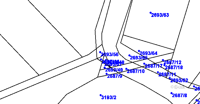 Parcela st. 2693/56 v KÚ Kamenný Újezd, Katastrální mapa