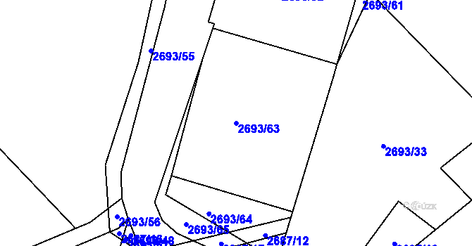 Parcela st. 2693/63 v KÚ Kamenný Újezd, Katastrální mapa