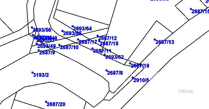 Parcela st. 2693/62 v KÚ Kamenný Újezd, Katastrální mapa