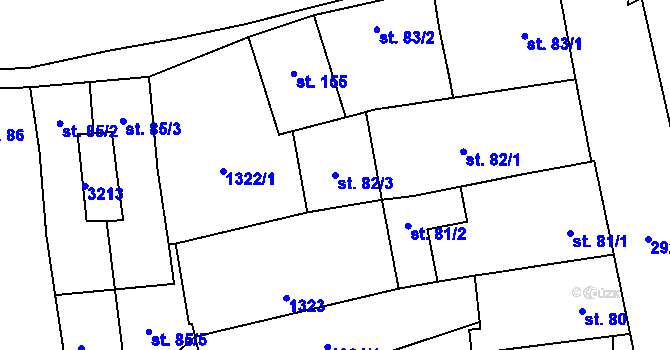 Parcela st. 82/3 v KÚ Kamenný Újezd, Katastrální mapa