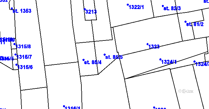 Parcela st. 85/5 v KÚ Kamenný Újezd, Katastrální mapa