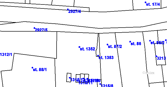 Parcela st. 87/1 v KÚ Kamenný Újezd, Katastrální mapa