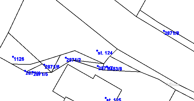 Parcela st. 124 v KÚ Kamenný Újezd, Katastrální mapa