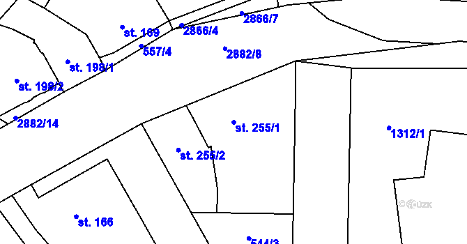 Parcela st. 255/1 v KÚ Kamenný Újezd, Katastrální mapa