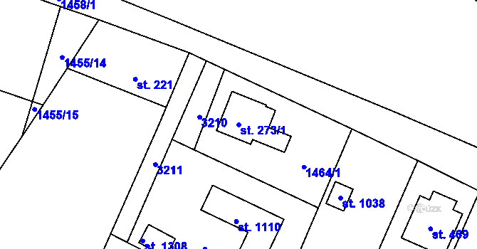 Parcela st. 273/1 v KÚ Kamenný Újezd, Katastrální mapa