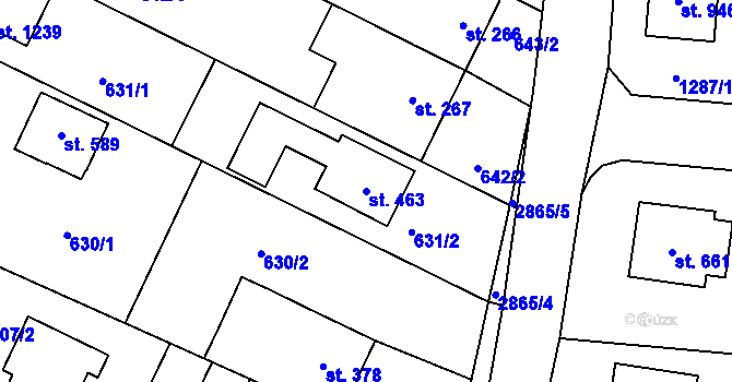 Parcela st. 463 v KÚ Kamenný Újezd, Katastrální mapa