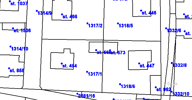 Parcela st. 669 v KÚ Kamenný Újezd, Katastrální mapa