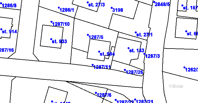 Parcela st. 994 v KÚ Kamenný Újezd, Katastrální mapa