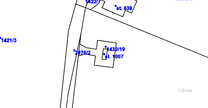 Parcela st. 1007 v KÚ Kamenný Újezd, Katastrální mapa