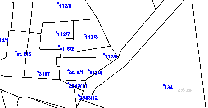 Parcela st. 112/6 v KÚ Kamenný Újezd, Katastrální mapa