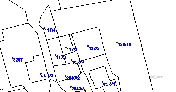 Parcela st. 122/2 v KÚ Kamenný Újezd, Katastrální mapa