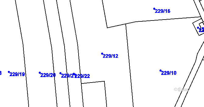 Parcela st. 229/12 v KÚ Kamenný Újezd, Katastrální mapa