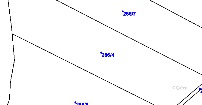Parcela st. 266/4 v KÚ Kamenný Újezd, Katastrální mapa