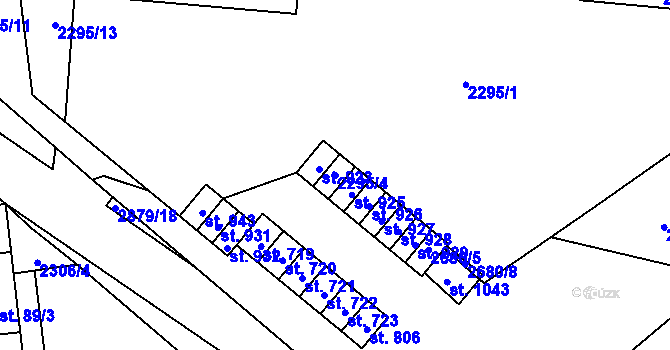 Parcela st. 2295/4 v KÚ Kamenný Újezd, Katastrální mapa
