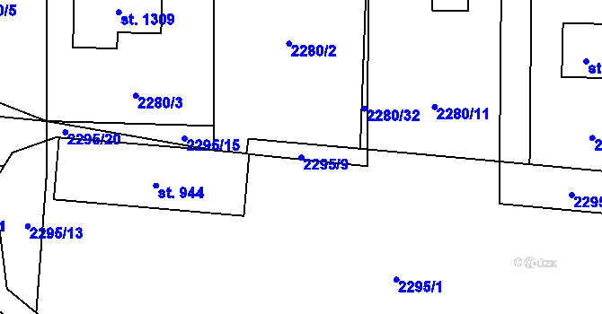 Parcela st. 2295/9 v KÚ Kamenný Újezd, Katastrální mapa