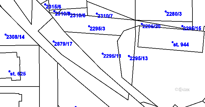 Parcela st. 2295/11 v KÚ Kamenný Újezd, Katastrální mapa