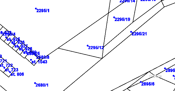 Parcela st. 2295/12 v KÚ Kamenný Újezd, Katastrální mapa
