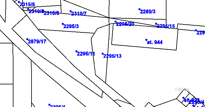 Parcela st. 2295/13 v KÚ Kamenný Újezd, Katastrální mapa