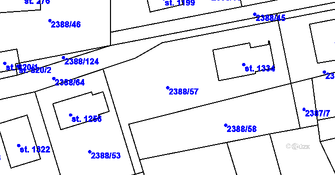 Parcela st. 2388/57 v KÚ Kamenný Újezd, Katastrální mapa