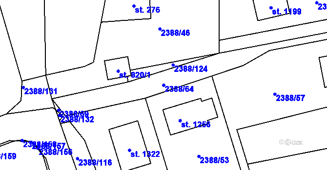 Parcela st. 2388/64 v KÚ Kamenný Újezd, Katastrální mapa