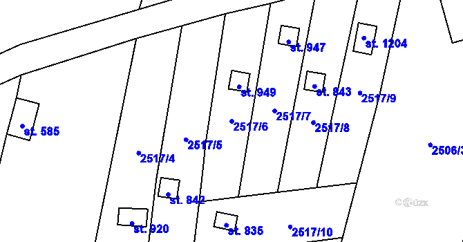 Parcela st. 2517/6 v KÚ Kamenný Újezd, Katastrální mapa