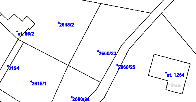 Parcela st. 2660/23 v KÚ Kamenný Újezd, Katastrální mapa