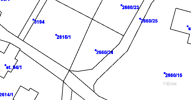 Parcela st. 2660/24 v KÚ Kamenný Újezd, Katastrální mapa
