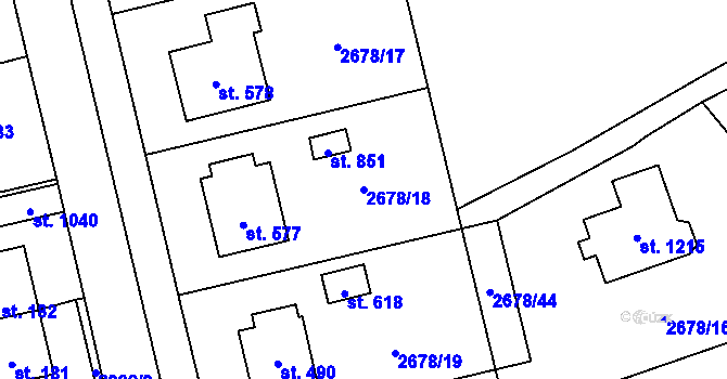 Parcela st. 2678/18 v KÚ Kamenný Újezd, Katastrální mapa