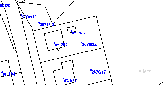 Parcela st. 2678/22 v KÚ Kamenný Újezd, Katastrální mapa