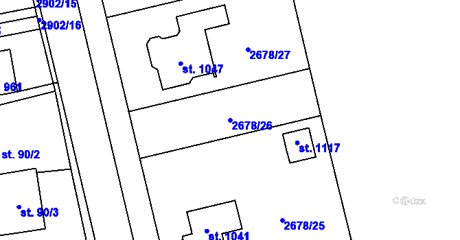 Parcela st. 2678/26 v KÚ Kamenný Újezd, Katastrální mapa