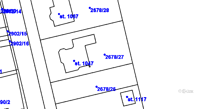 Parcela st. 2678/27 v KÚ Kamenný Újezd, Katastrální mapa