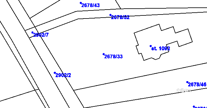Parcela st. 2678/33 v KÚ Kamenný Újezd, Katastrální mapa