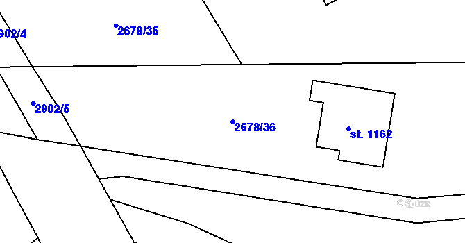 Parcela st. 2678/36 v KÚ Kamenný Újezd, Katastrální mapa