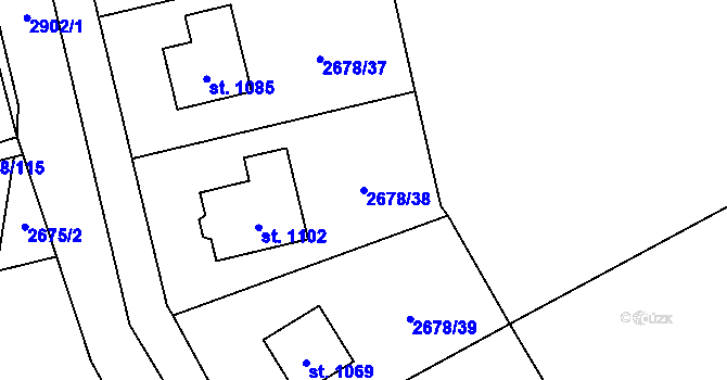 Parcela st. 2678/38 v KÚ Kamenný Újezd, Katastrální mapa