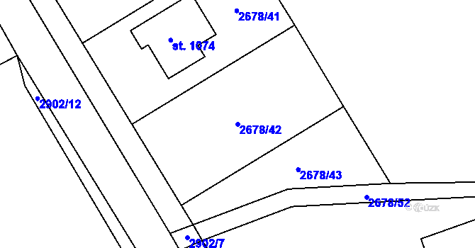 Parcela st. 2678/42 v KÚ Kamenný Újezd, Katastrální mapa