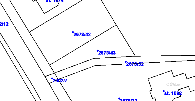 Parcela st. 2678/43 v KÚ Kamenný Újezd, Katastrální mapa