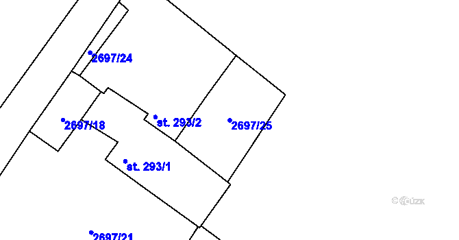 Parcela st. 2697/25 v KÚ Kamenný Újezd, Katastrální mapa