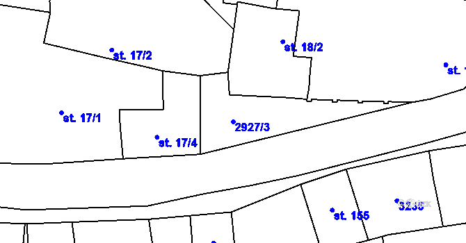 Parcela st. 2927/3 v KÚ Kamenný Újezd, Katastrální mapa