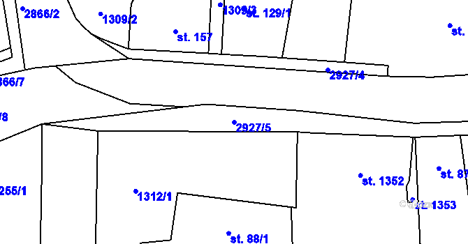 Parcela st. 2927/5 v KÚ Kamenný Újezd, Katastrální mapa