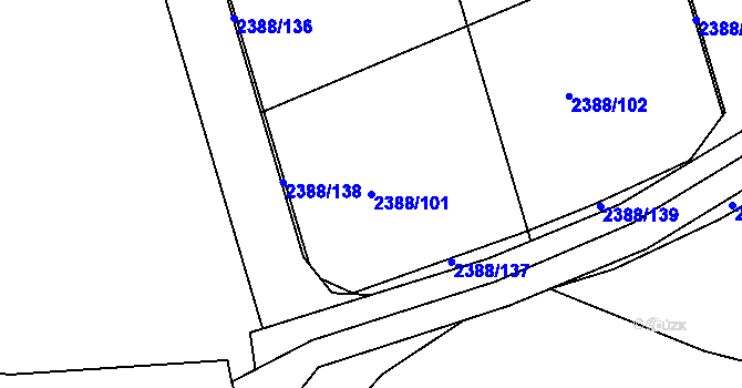 Parcela st. 2388/101 v KÚ Kamenný Újezd, Katastrální mapa