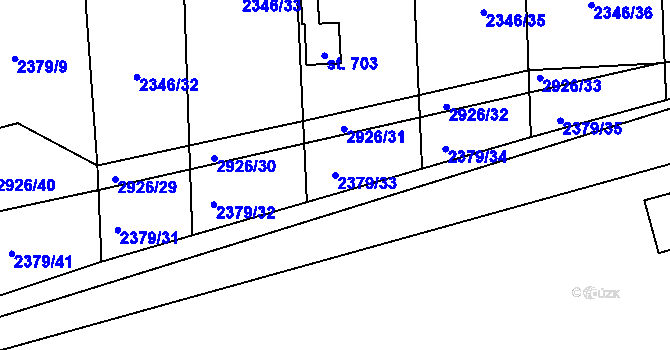 Parcela st. 2379/33 v KÚ Kamenný Újezd, Katastrální mapa