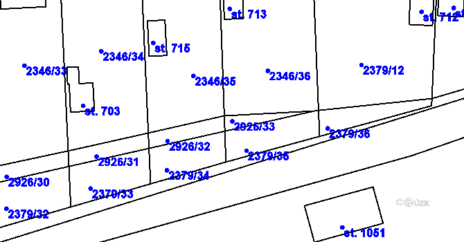 Parcela st. 2926/33 v KÚ Kamenný Újezd, Katastrální mapa