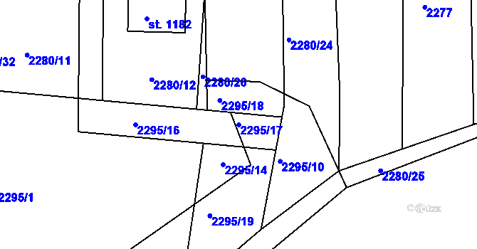 Parcela st. 2295/17 v KÚ Kamenný Újezd, Katastrální mapa