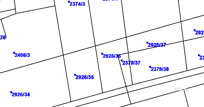 Parcela st. 2926/36 v KÚ Kamenný Újezd, Katastrální mapa