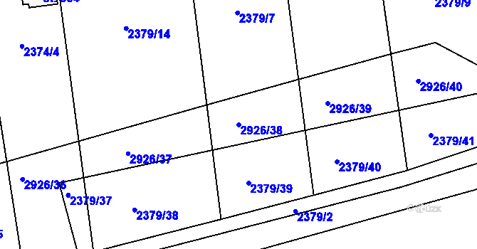 Parcela st. 2926/38 v KÚ Kamenný Újezd, Katastrální mapa