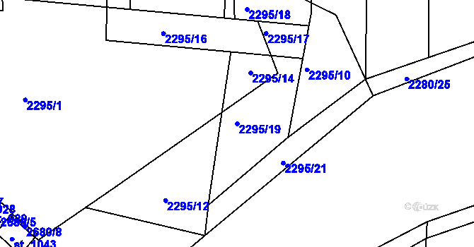 Parcela st. 2295/19 v KÚ Kamenný Újezd, Katastrální mapa