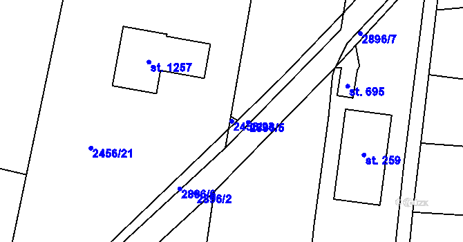 Parcela st. 2456/23 v KÚ Kamenný Újezd, Katastrální mapa